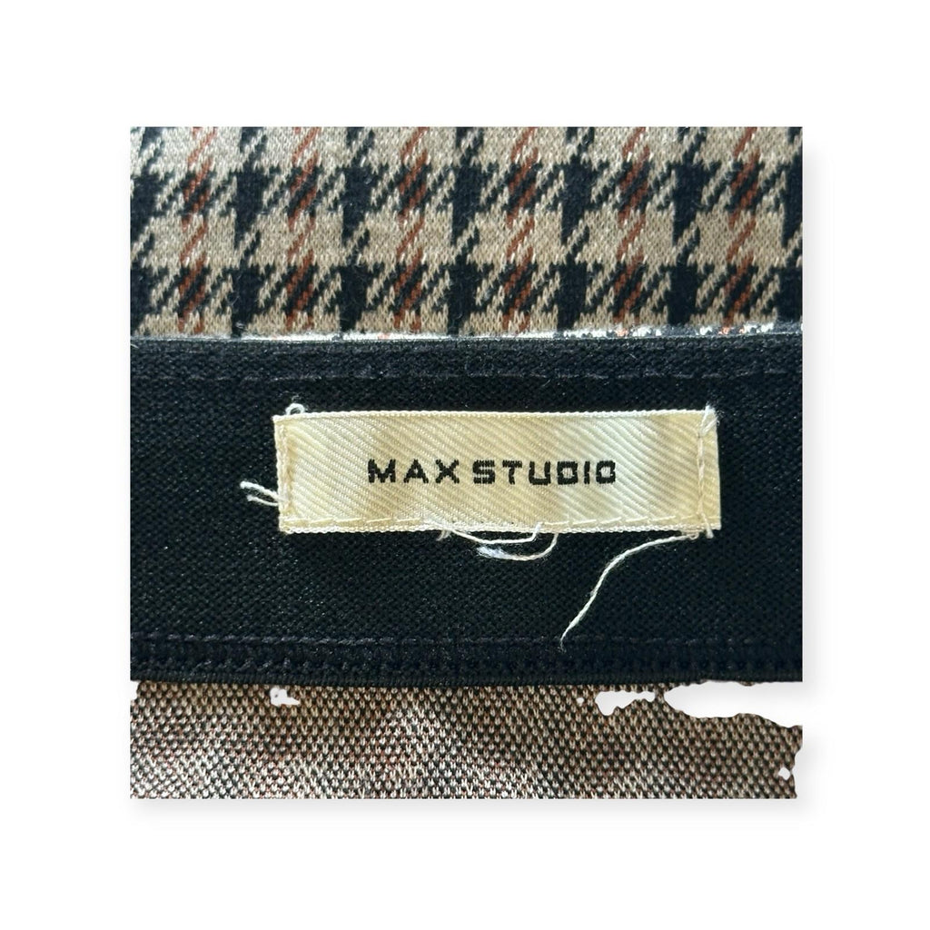 Max Studio Women’s Skirt Size Medium Midi Black Tan A-Line Knit 381